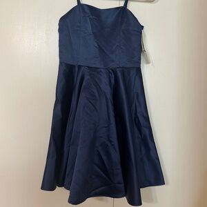 UN DEUX TROIS -BRAND NEW -  Navy Fit & Flare Satin Dress (Size 12)